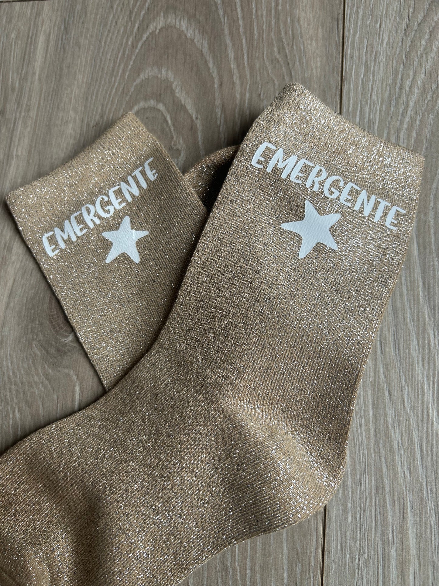 Chaussettes pailletées personnalisées or