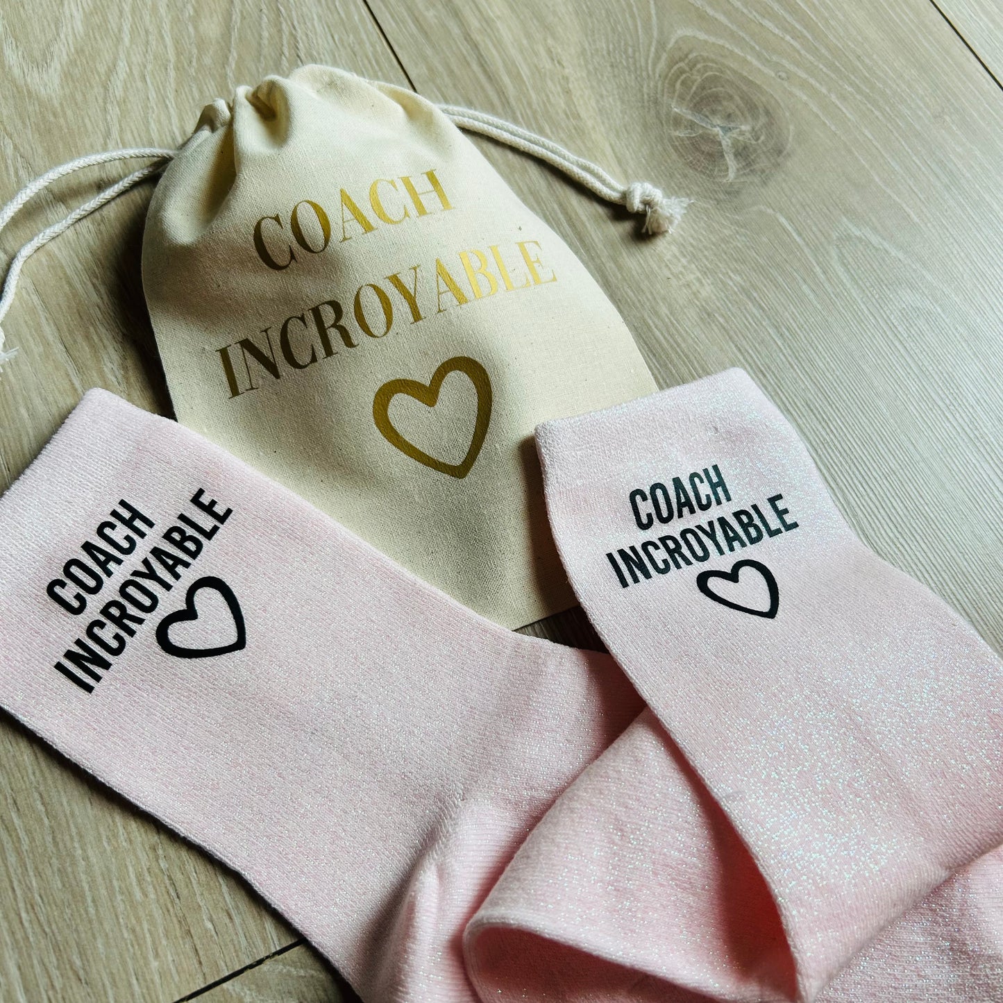 Chaussettes pailletées personnalisées rose