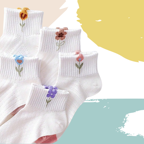 Chaussettes fleuries été respirantes (5 paires)