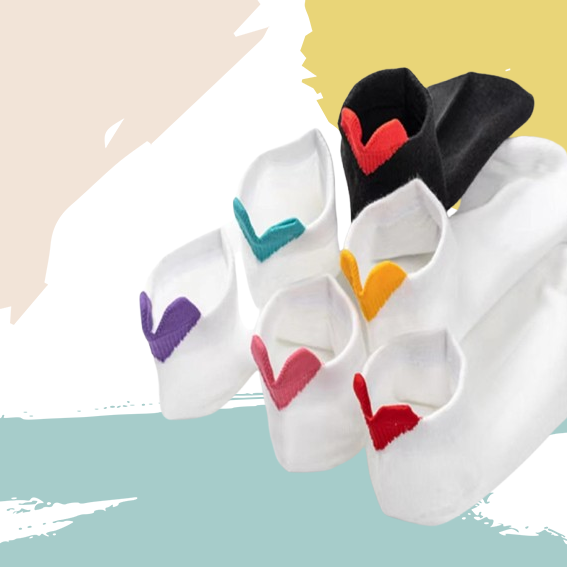 Chaussettes languette coeur couleur (6 paires)