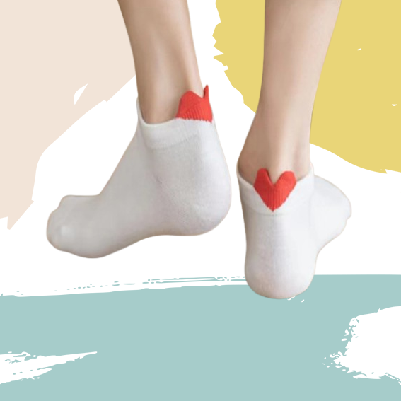 Chaussettes languette coeur couleur (6 paires)