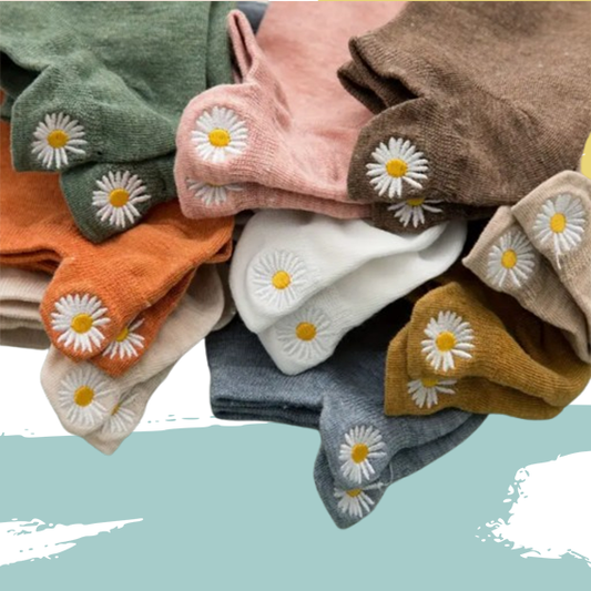 Chaussettes languette margueritte (Couleurs aléatoires 5 paires)
