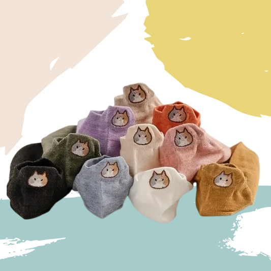 Chaussettes languette chat (5 paires - coloris aléatoires)
