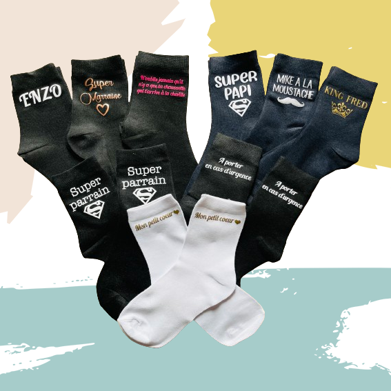 Chaussettes - noir, bleu, vert, blanc, rose foncé, rose clair