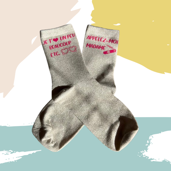 Chaussettes pailletées personnalisées beige