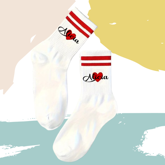 Chaussettes coeur rouge personnalisées