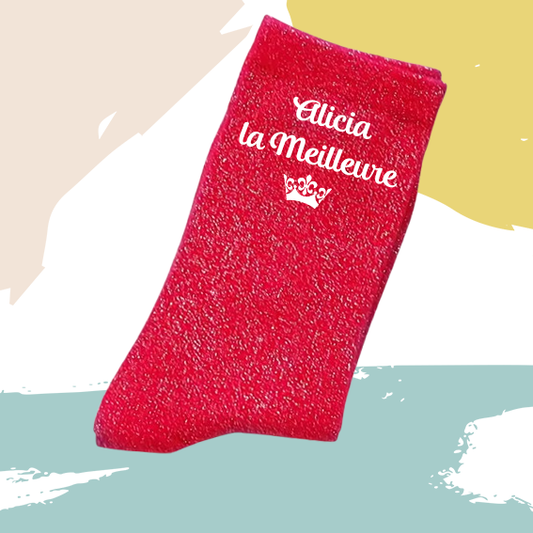 Chaussettes pailletées personnalisées rouge