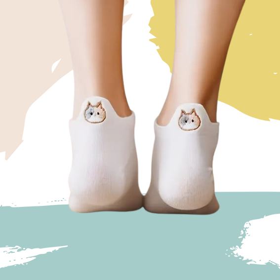 Chaussettes languette chat (5 paires - coloris aléatoires)