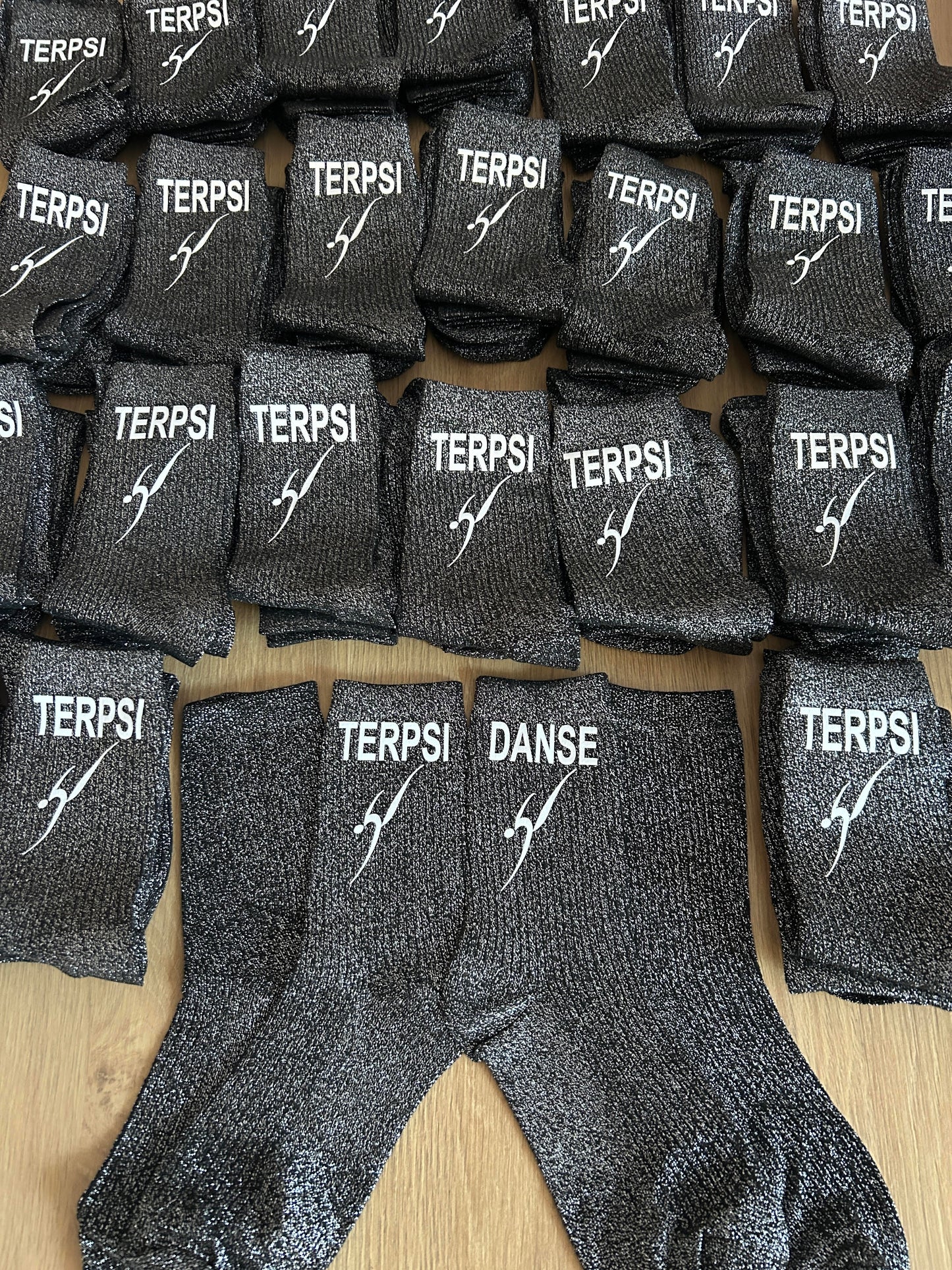 Chaussettes pailletées personnalisées noir argent