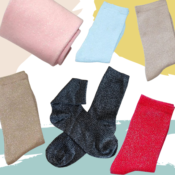Chaussettes pailletées personnalisées bleu