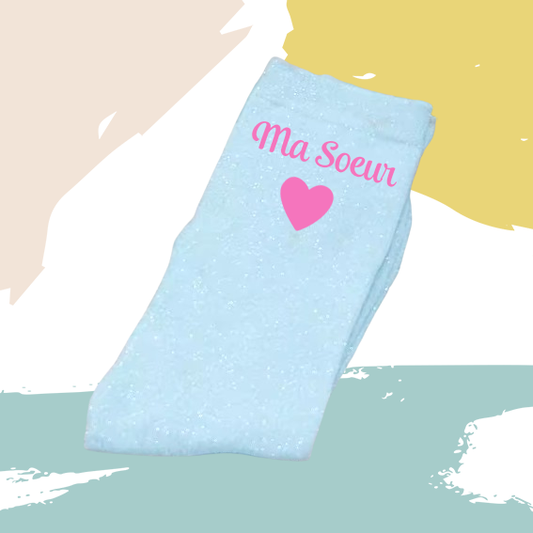 Chaussettes pailletées personnalisées bleu