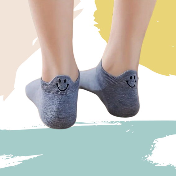 Chaussettes languette smiley noir (5 paires)
