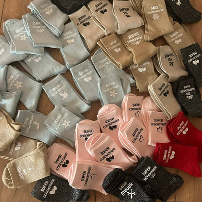 Chaussettes pailletées personnalisées rose