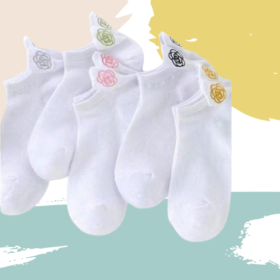 Chaussettes languette fleur (5 paires)