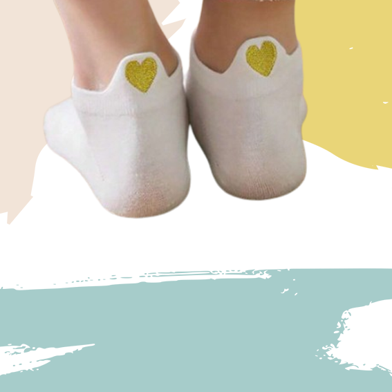 Chaussettes languette coeur doré (5 paires)