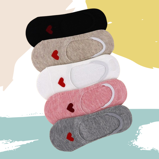 Chaussettes coeur rouge invisible (5 paires)