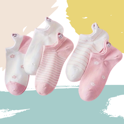 Chaussettes languette kitty (5 paires)