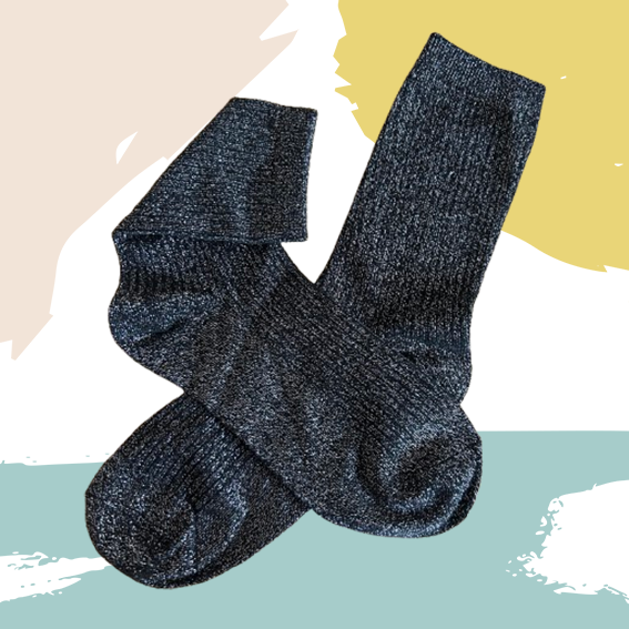 Chaussettes pailletées rose, beige, or,  rouge ou noir argent