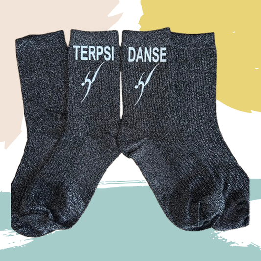 Chaussettes pailletées personnalisées noir argent