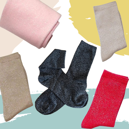 Chaussettes pailletées personnalisées noir argent