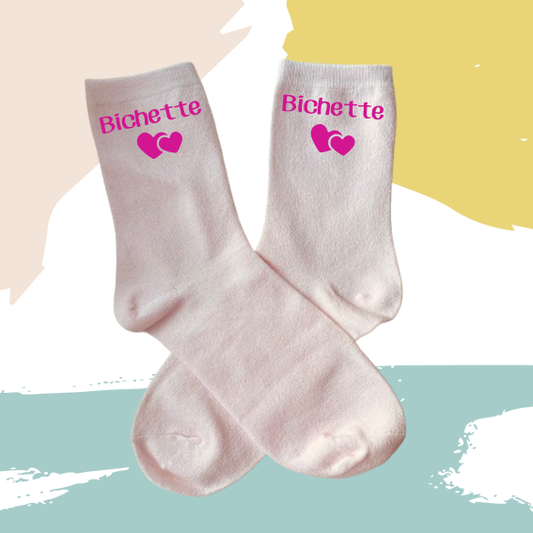 Chaussettes pailletées personnalisées rose